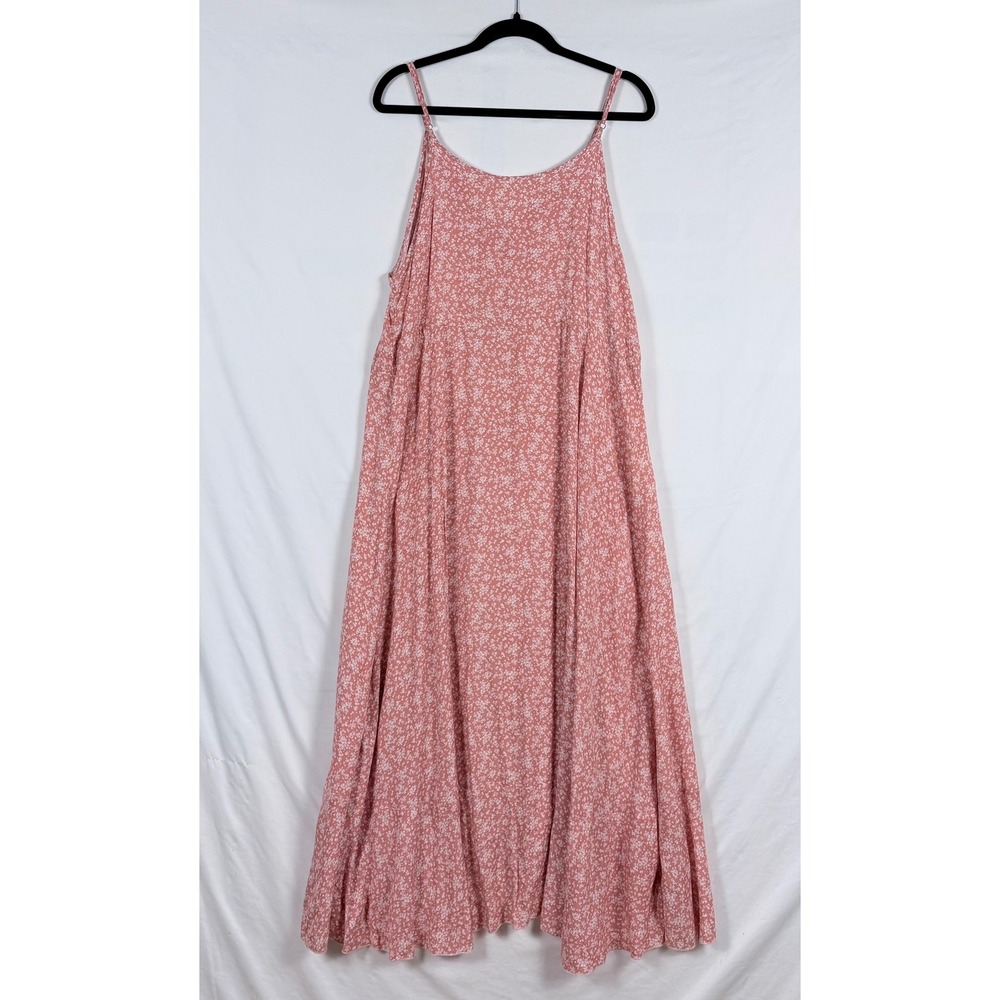 Floral Rose Pink Maxi Dress XL Drawstring Waist Soft Feminine Cottage Country - Picture 5 of 9
